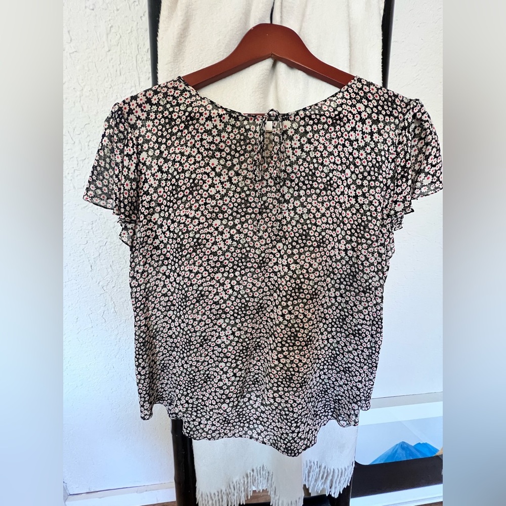 SAINT LAURENT FLOUNCE SLEEVE DAISY TOP